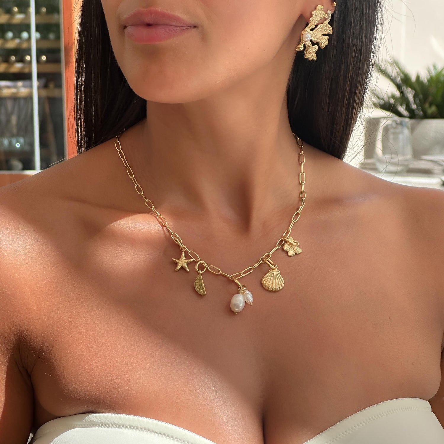 Tropical Gold Charm Necklace