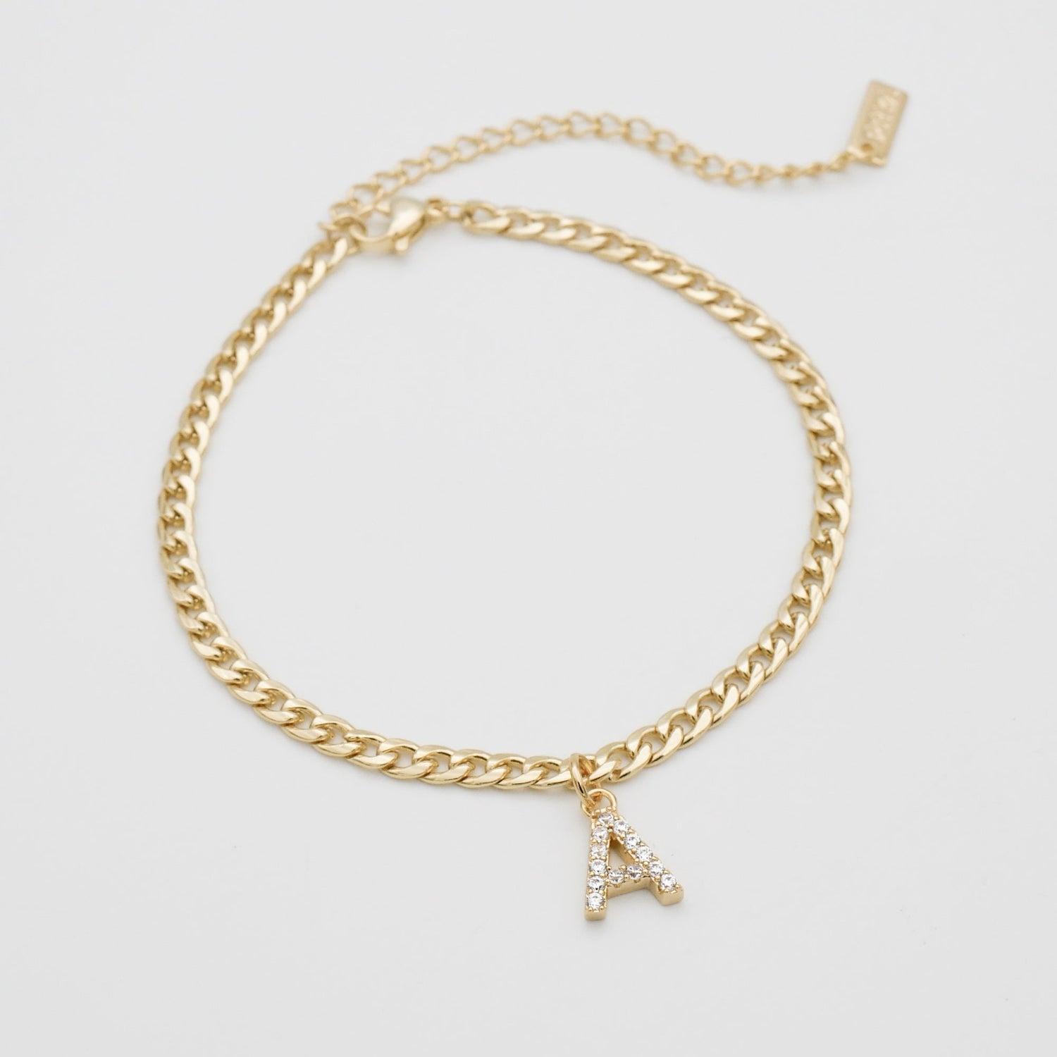Pave Initial Anklet | Cuban