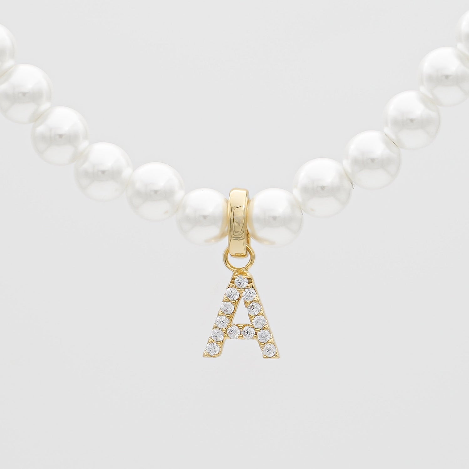 Pave Pearl Initial Necklace
