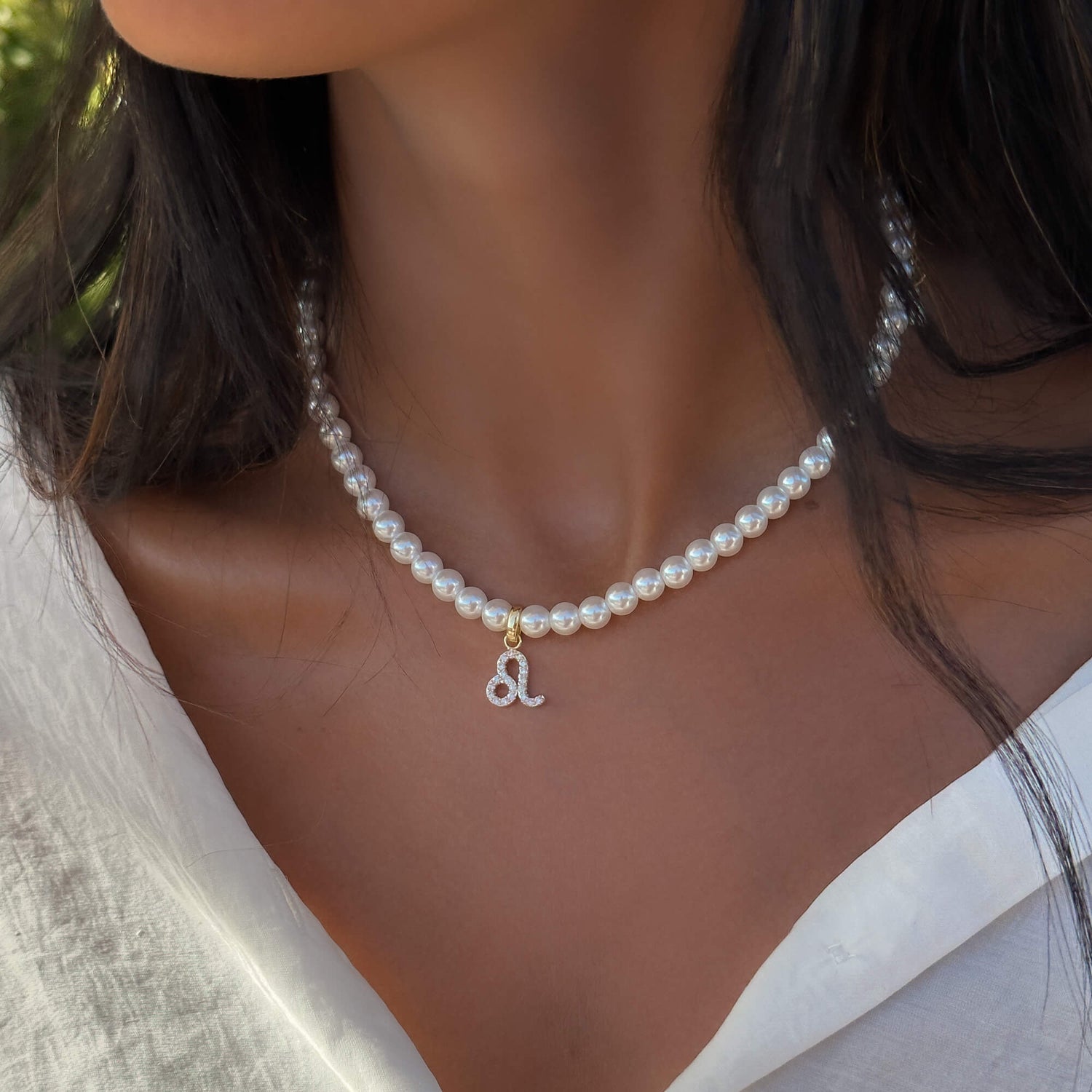 Pave Pearl Zodiac Necklace