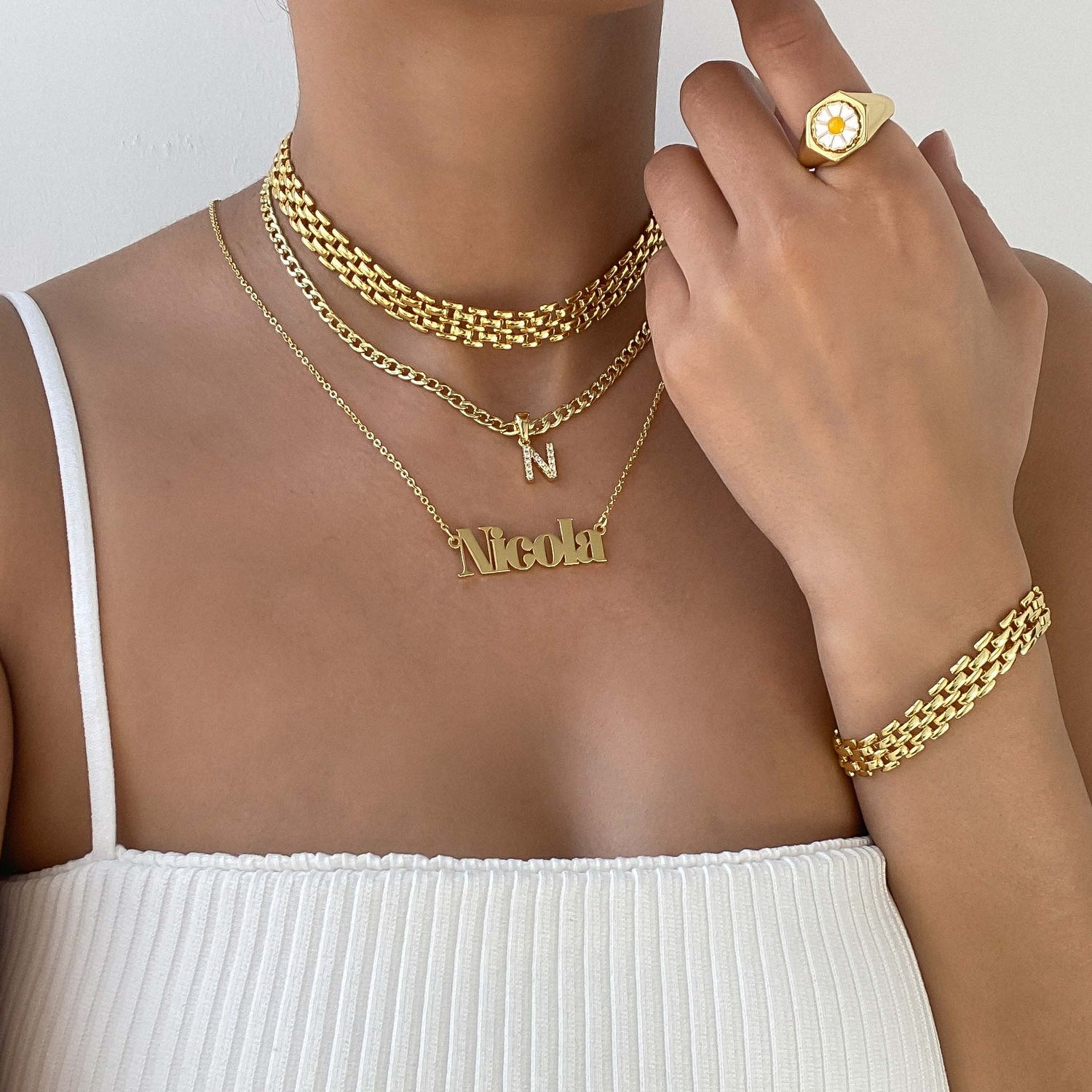 Pave Initial Necklace | Cuban