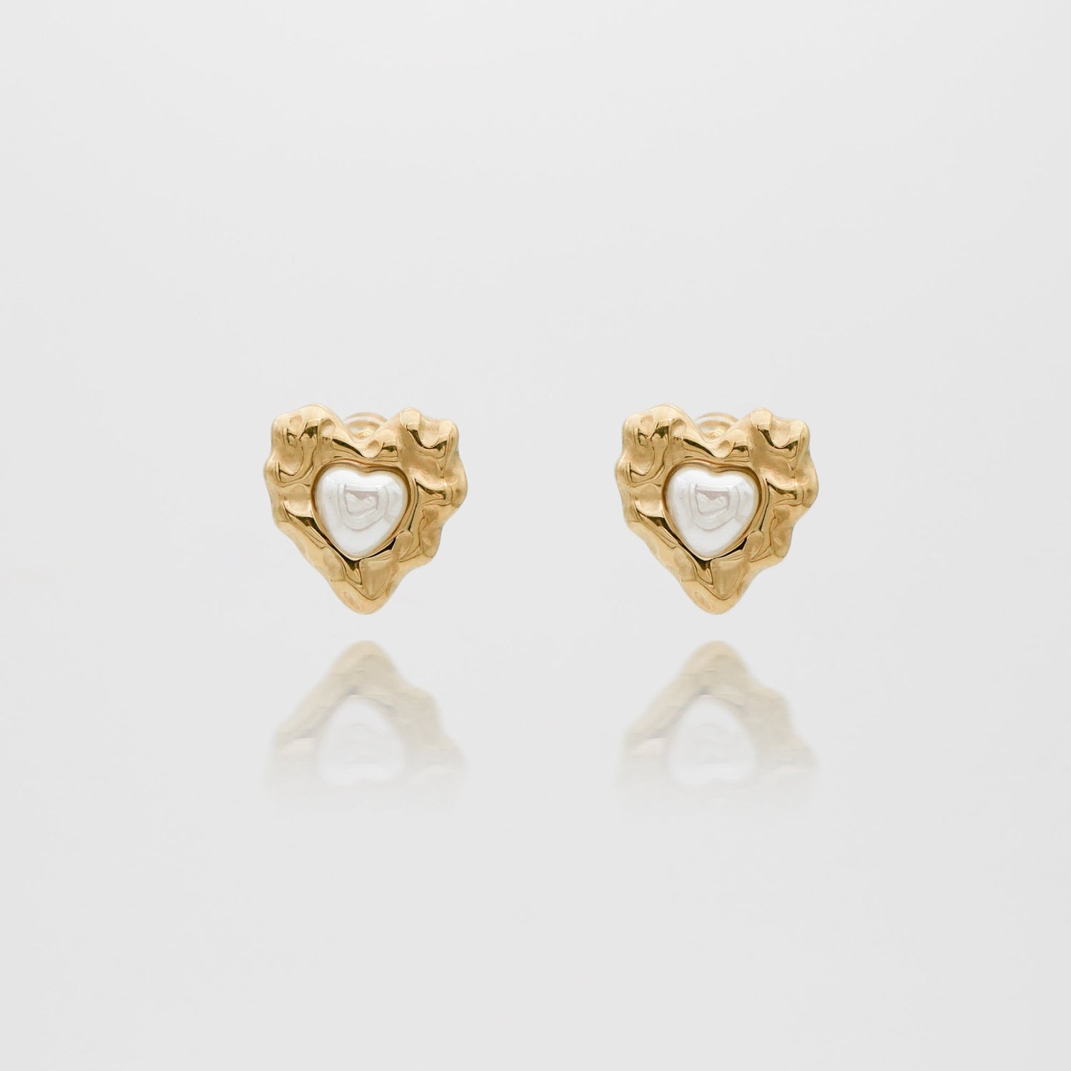 Amber Heart & Pearl Earrings